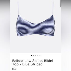 Blue and White Striped Bikini Top